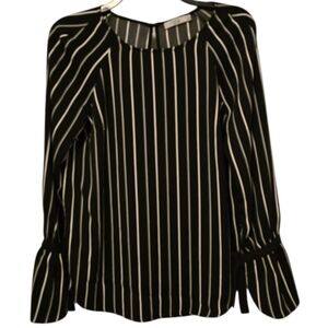 3/$15 Dalia Striped Tie Cuff Blouse Size Small